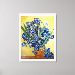 Iristen op gele achtergrond. Vincent van Gogh Canvas Afdruk