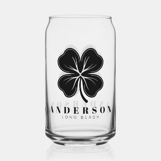 Irlandais Lucky Four Black Leaf Clover avec Nom Pi (Recto)