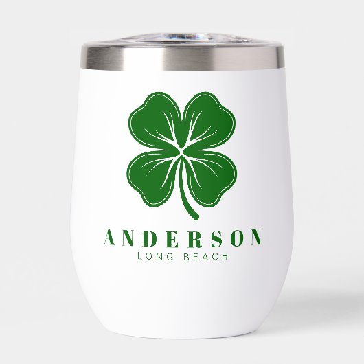 Irlandais Lucky Four Green Leaf Clover avec nom (Avant)