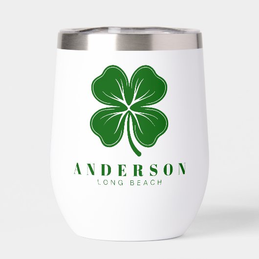 Irlandais Lucky Four Green Leaf Clover avec nom (Arrière)