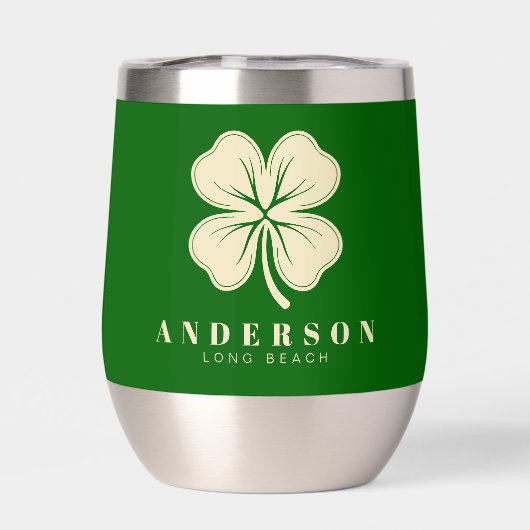 Irlandais Lucky Four Leaf Clover avec le nom vert (Arrière)