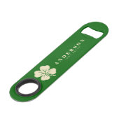 Irlandais Lucky Four Leaf Clover avec le nom vert (Devant angulaire)