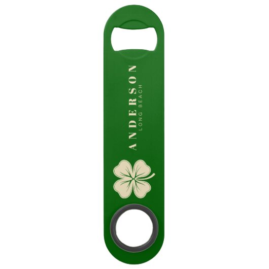 Irlandais Lucky Four Leaf Clover avec le nom vert (Devant)