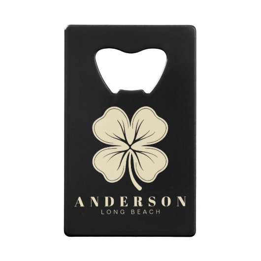 Irlandais Lucky Four Leaf Clover avec nom noir (Devant)