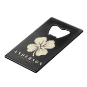 Irlandais Lucky Four Leaf Clover avec nom noir (Dos Angle)
