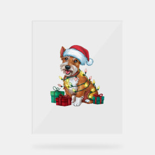 Irlandais Terrier Xmas éclaire Père Noël Irish Ter