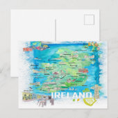 Irlande Carte de voyage illustrée avec routes (Devant / Derrière)