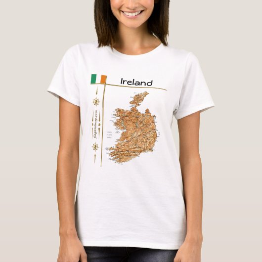 Irlande Carte + Drapeau + Titre T-shirt (Devant)