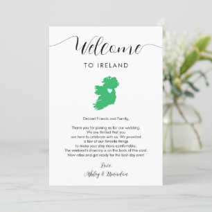 Irlande Carte Mariage Bienvenue lettre Itinéraire