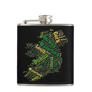 Irlande Carte Mot Flacon d'art