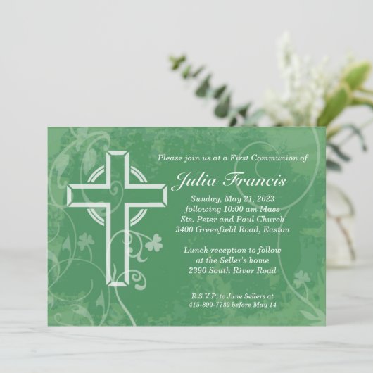 Irlande Cross First Communion Invitation (Debout devant)