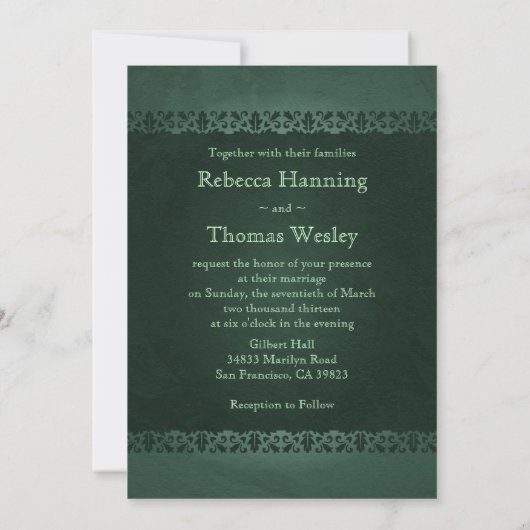 Irlande Green Cameo Wedding Invitations (Dos)
