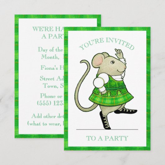 IRLANDE JIG MOUSE 3.5x5 Invitation de partie (Devant / Derrière)