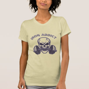 Iron Addict - Schedel Bodybuilding en Gewichtheffe T-shirt