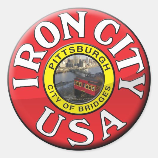 Iron City Ronde Sticker (Voorkant)