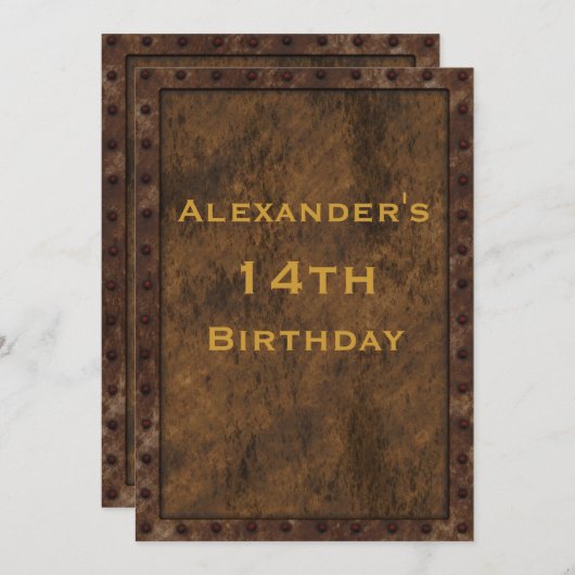 Iron Framed Effect Jongens Verjaardag Dubbelzijdig Kaart (Voorkant / Achterkant)