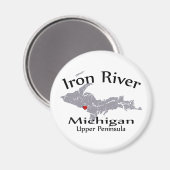 Iron River Michigan Heart Map Design Magnet Magneet (Voorkant / Achterkant)