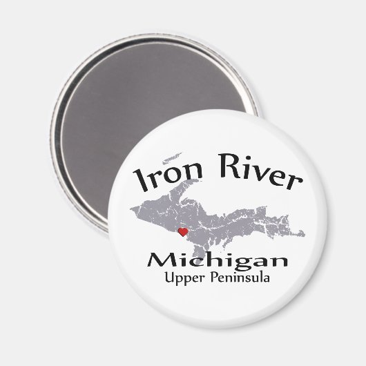Iron River Michigan Heart Map Design Magnet Magneet (Voorkant / Achterkant)