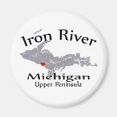 Iron River Michigan Heart Map Design Magnet Magneet (Voorkant)