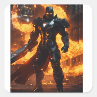 Iron Sentinel: een futuristische elegantie Vierkante Sticker