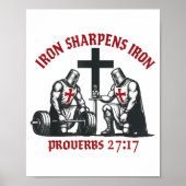 Iron Sharpens Iron Bible Scripture Christian Gym W Poster (Voorkant)