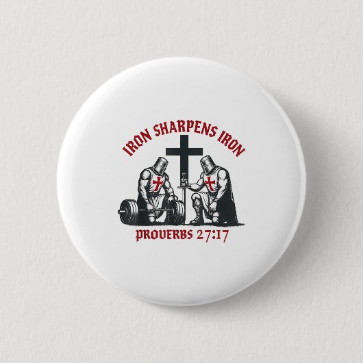 Iron Sharpens Iron Bible Scripture Christian Gym W Ronde Button 5,7 Cm (Voorkant)