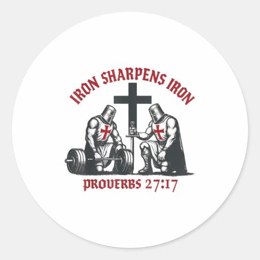 Iron Sharpens Iron Bible Scripture Christian Gym W Ronde Sticker (Voorkant)