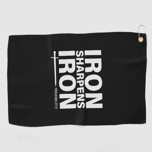 Iron Sharpens Iron Black Golfhanddoek (Horizontaal)