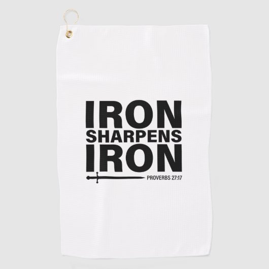 Iron Sharpens Iron White Golfhanddoek (Voorkant)