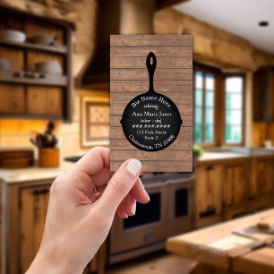 Iron Skillet Rustic Restaurant Caterer Visitekaartje