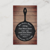 Iron Skillet Rustic Wood Restaurant Caterer Visitekaartje (Voorkant)