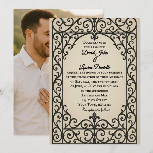 Iron Vow Photo Wedding Invitation (Devant / Derrière)