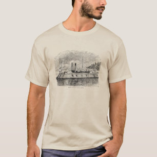Ironclad Gunboat Engraving - Burgeroorlog van de U T-shirt
