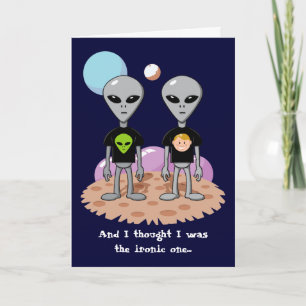 Ironic Alien Birthday Card Kaart