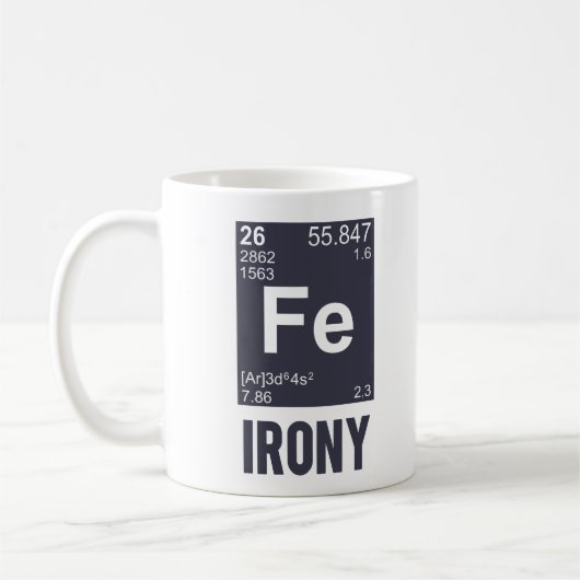 Ironic Chemical Element FE Irony Koffiemok (Links)