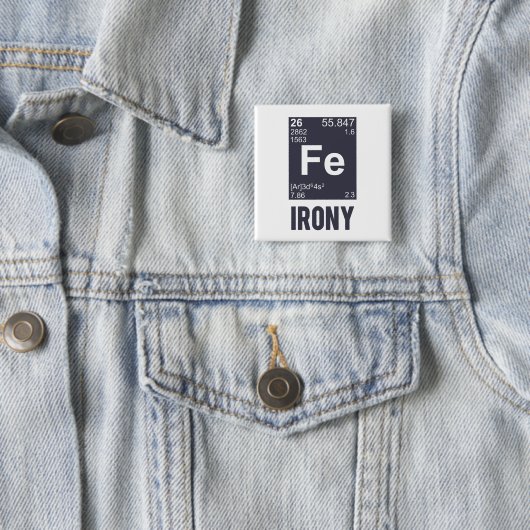 Ironic Chemical Element FE Irony Vierkante Button 5,1 Cm (In situ)