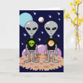 Ironische Alien Verjaardag Kaart (Gele Bloem)