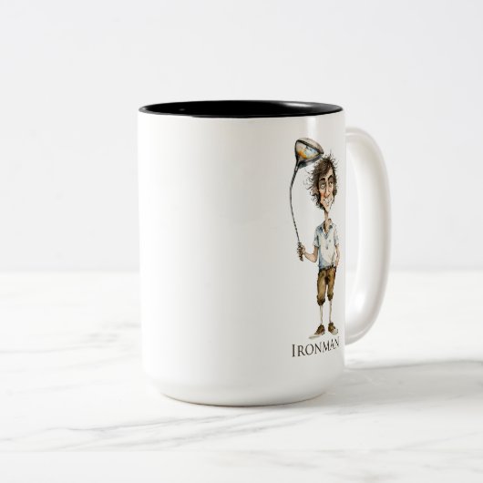 Ironman Golfer Tweekleurige Koffiemok (Voorkant rechts)
