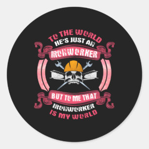 Ironwerker Hij is mijn hele wereld Ronde Sticker