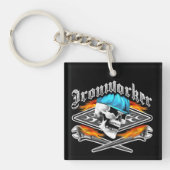 Ironwerker Skull en Flaming Wrenches Sleutelhanger (Voorkant)