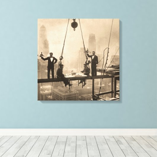 Ironwerkers lopen op de 32 verdieping canvas afdruk (Insitu (Houten vloer))