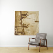 Ironwerkers lopen op de 32 verdieping wandkleed (In Situ (horizontaal))