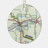 Ironwood MI Map Keramisch Ornament (Links)