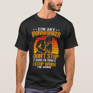 Ironworker Retro  Zonsondergang Aannemer Welde T T-shirt