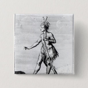 Iroquois Man, inwoner van Canada Vierkante Button 5,1 Cm