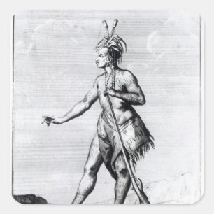 Iroquois Man, inwoner van Canada Vierkante Sticker