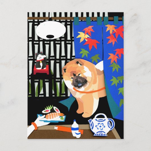 IRRASHAIMASE Chow papercut briefkaart (Voorkant)