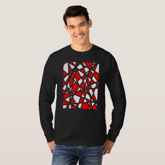 Irregular White Shapes With Red Accents Abstract T-shirt (Voorkant volledig)