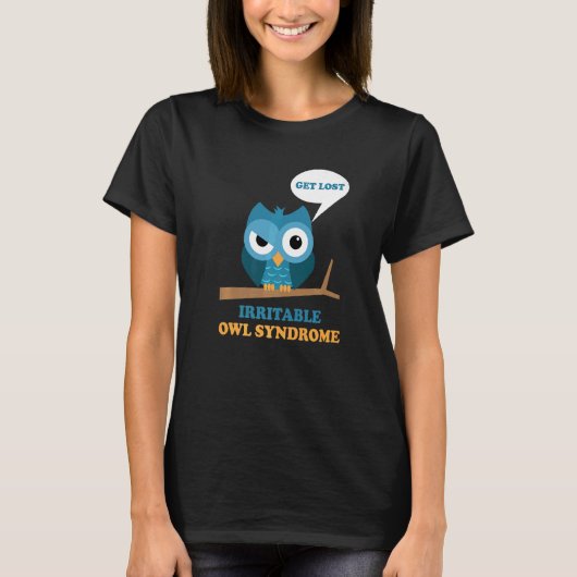 Irriteerbaar Owl Syndroom Grumpy Owl Ibs Joke Pun T-shirt (Voorkant)