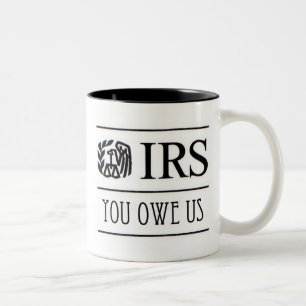 IRS - Je bent ons verschuldigd Tweekleurige Koffiemok